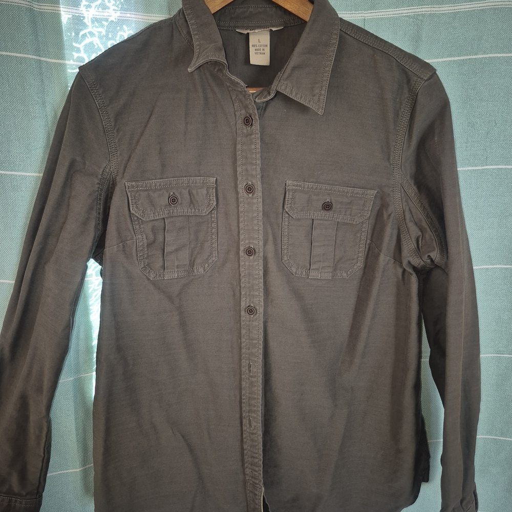 Duluth Trading Co Charcoal Button Down Shirt